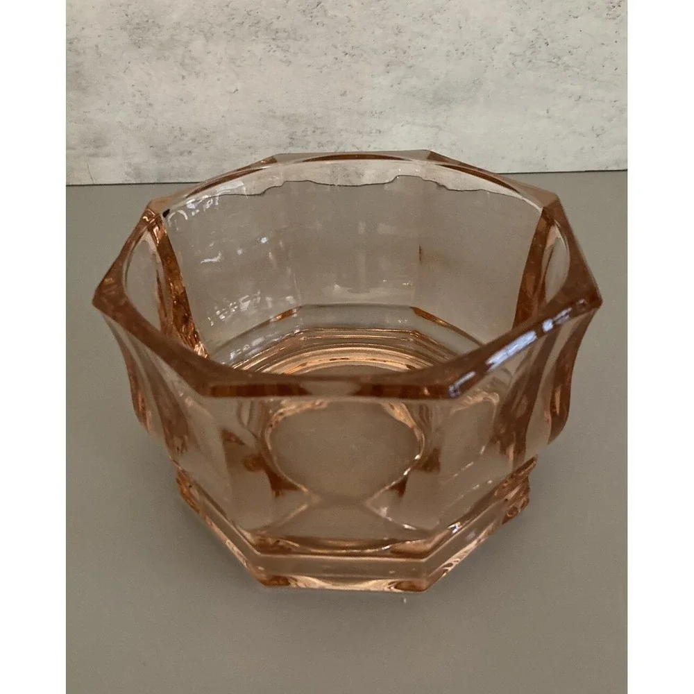 Cambridge Pink Depression Glass Octagonal Bowl Candy Dish Vintage  NO LID